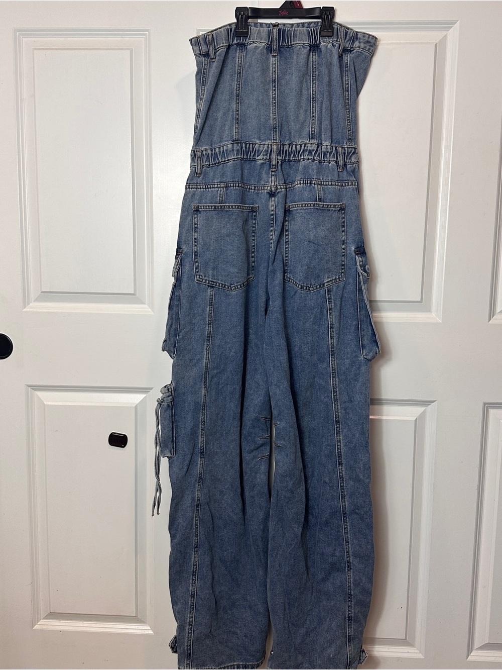 Steve Madden Duo Denim Zara Blue Denim Strapless Jumpsuit - Picture 6 of 14